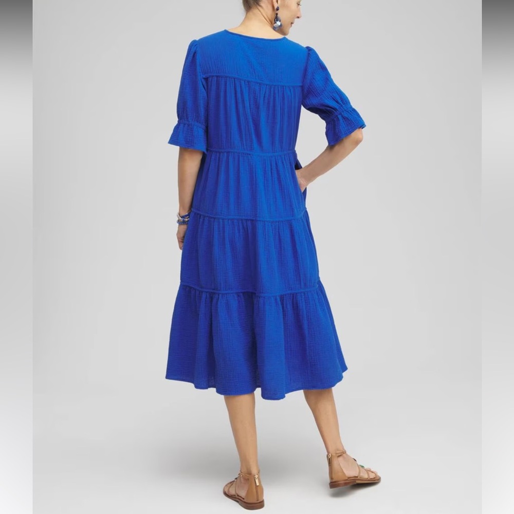 Chico's Navy Tiered Midi Dress - Picture 3 of 3